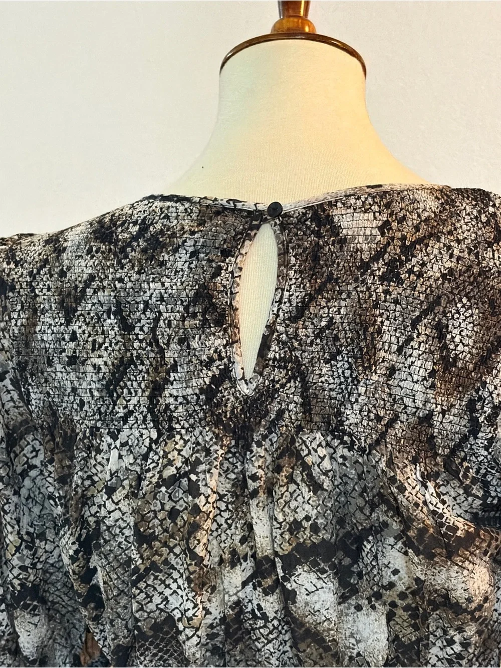 Free People | Snakeskin Puff Peplum Top | Size Small